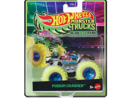 Hot Wheels Monster Trucks Glow In The Dark Podium Crasher černý